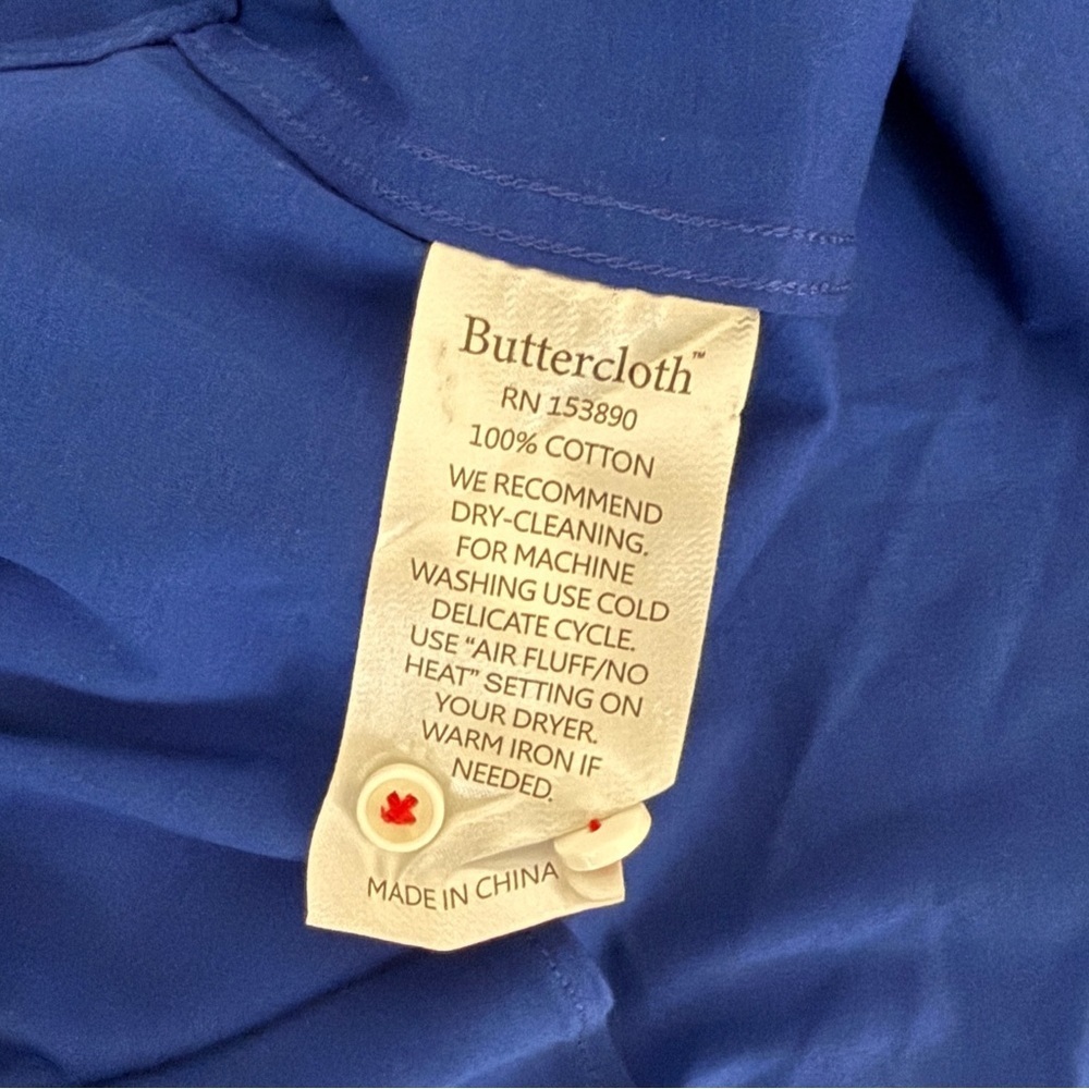 Buttercloth Shirt Mens Large Blue Button Up Long Sleeve Regular Flip Cuff - Picture 8 of 8